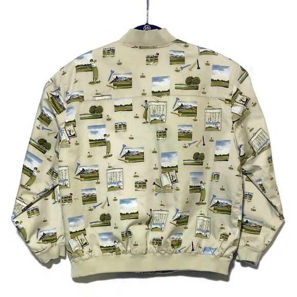 Liz Claiborne LizGolf Zip Up Jacket Women's Size Medium Lined Golf Motif Beige - Picture 2 of 8